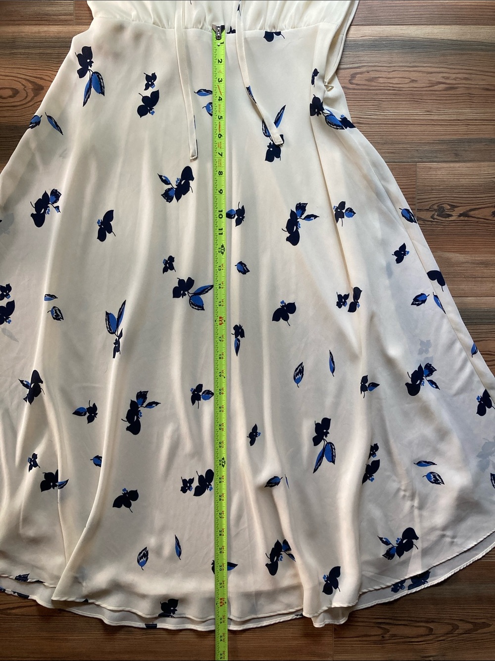 Ralph Lauren Cream Midi Dress with Blue and Black Floral Print - Picture 7 of 7